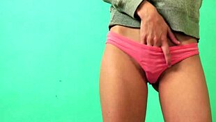 B trys on tight panties fingering her sexy small waist teen pussy