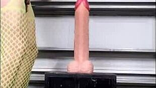 danieladeep rams yellow bodystocking dildo deep in ass