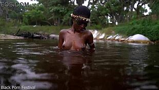 wanna see this skinny african ebony tease her tits in water?