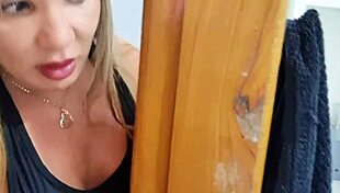 Stepmom spied me showering now sucks my cock hard in bathroom