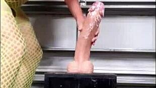 danieladeep rams yellow bodystocking dildo deep in ass