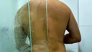 Stepmom spied me showering now sucks my cock hard in bathroom