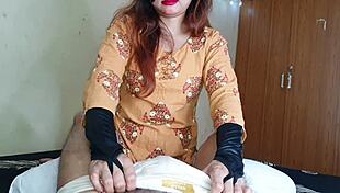 Thick horny Indian stepsister blows cock then takes hard missionary pounding in bed