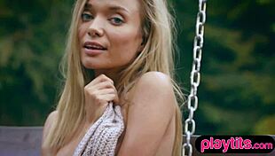 petite blonde russian milf, wanna see these small tits stripped outdoors