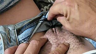Finger her shaved cheerleader clit post-game then fuck pussy outdoors!