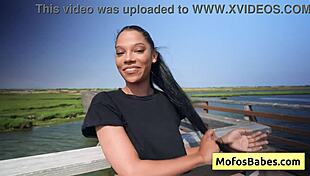 Sexy Ebony Eden West rubs clit flashes natural big boobs in car! 🔥🚗