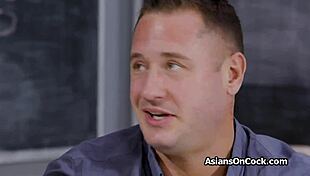 Petite Asian Teen Grinds Teacher's Cock Against Chalkboard Desks