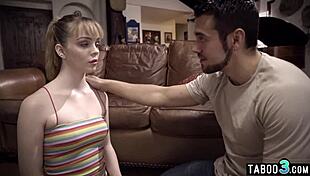 Skinny teen Aliya learns defense on massive cock?