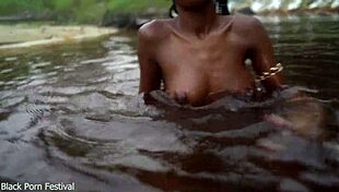 wanna see this skinny african ebony tease her tits in water?