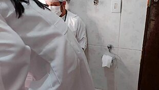 nurse rides doctor's thick cock in hospital bathroom thrill