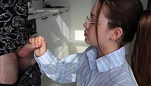 class desk hides young teacher's secret desk pounding