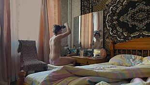 RUSSIAN HOUSEWIFE In Dress Teases Panties Before Bedroom Action