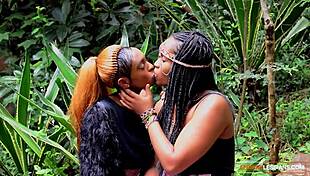 Ebony Stepsisters Devour Pussy And Grind Double Dildo In Hookup