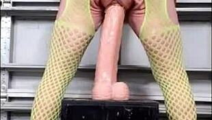 danieladeep rams yellow bodystocking dildo deep in ass