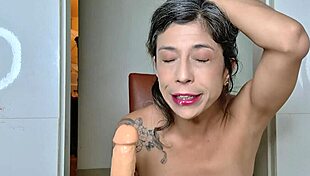 damn latina milf's creamy ass pussy double stuffed huge dildos 🍑💦🔥