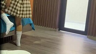 Big Ass Stepsister Dildo Fucks Tight Asshole Uniform Moans Cum