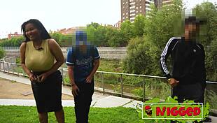 Thick Dominican ebony whore hunts street cock with giant tits for rough pounding!