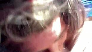 Topless Pretty Hooker Deepthroats Cumshot Facial with Cum in Mouth Rubbing Cock on Face in Public Street POV