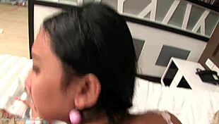 thai ladyboy femboy bares natural tits for close-up anal toy play and rimjob