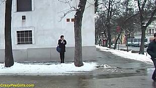 Redhead BBW Milf Unleashes! Peeing Huge Tits Flow in Public Voyeur Spot