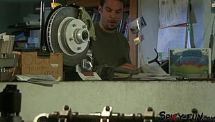 Blonde worker bends over gets retro pussy licked deep