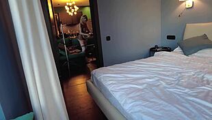 hotel cleaning lady gags on fat pig's throbbing cock deepthroat cumshot