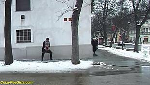 Redhead BBW Milf Unleashes! Peeing Huge Tits Flow in Public Voyeur Spot