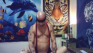 backstage porn shoot turns into glasses cam wrestling blowjob and full nelson sex