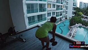 Gym workout turns into horny thai teen girlfriend's amateur big cock pounding session