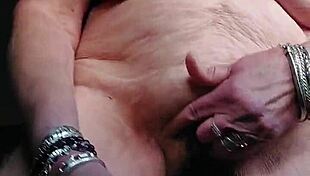 german granny stuffs hairy pussy deep with thick cucumber