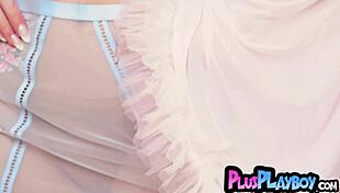 damn! blonde teen babe strips lingerie flaunting huge ass body