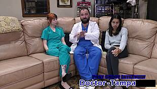 Dr tampa humiliates petite ditria roses in first shaved pussy gyno exam!