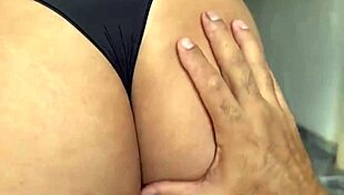 Intrigued by huge-assed brunette's raw anal gaping with toys and cumshot without condom