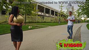 Thick Dominican ebony whore hunts street cock with giant tits for rough pounding!