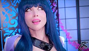 Cosplay Hinata Uzumaki Real Shaking Orgasm Huge Dildo Gaping Pussy