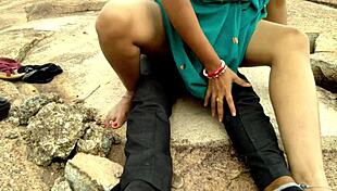 widow aunt takes stranger's huge cock deep in jungle public she rides creampie finish