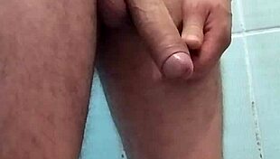 teen strokes massive cock to orgasm cumshot facial while bathing homemade