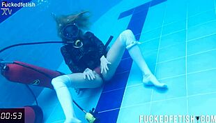 Ashlee rose in wet dress dives into horny underwater tease