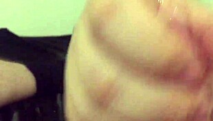 oh man check out this chubby wife hairy beaver giving pov handjob cumshot slow motion natural tits