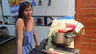Ex waiting turned into kitchen fuck with ex suegro's hard cock deep in my wet pussy