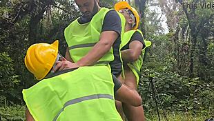 workers halt site to pound arrombado hard on labor day outdoors