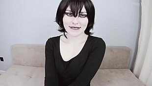 joi mavis dracula teases juicy clit legs small tits asking cum in tight pussy halloween