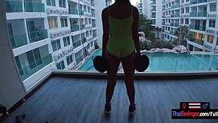 Gym workout turns into horny thai teen girlfriend's amateur big cock pounding session