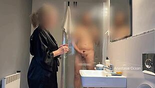 caught husband jerking to stepmom in bathroom so i joined the family voyeur fun