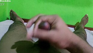 black dude solo handjob strokes monster cock hard!