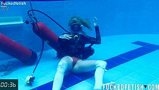 Ashlee rose in wet dress dives into horny underwater tease