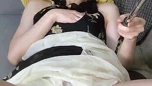 Korean-Style Japanese Shemale Masturbates