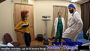 Dr tampa humiliates petite ditria roses in first shaved pussy gyno exam!