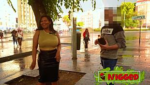 Thick Dominican ebony whore hunts street cock with giant tits for rough pounding!