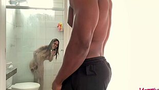 stepdad caught me masturbating then fucked me hard in sheer red shower